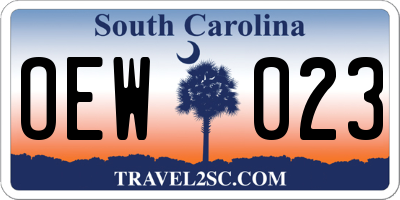 SC license plate OEW023