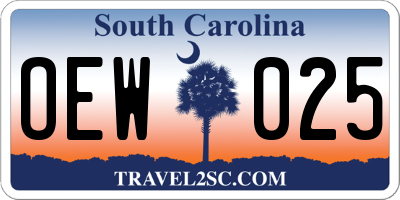 SC license plate OEW025