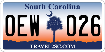 SC license plate OEW026
