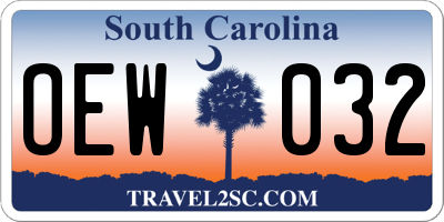 SC license plate OEW032