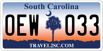 SC license plate OEW033