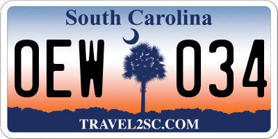 SC license plate OEW034
