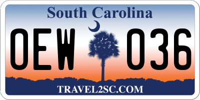 SC license plate OEW036