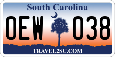 SC license plate OEW038