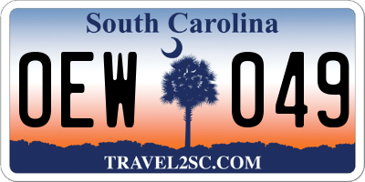 SC license plate OEW049