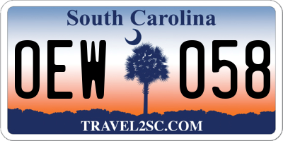 SC license plate OEW058