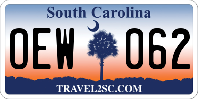 SC license plate OEW062