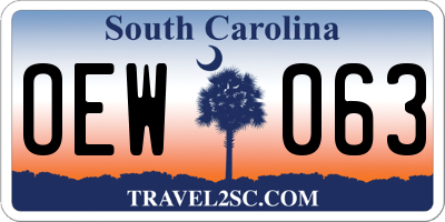 SC license plate OEW063