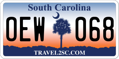 SC license plate OEW068