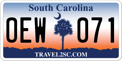 SC license plate OEW071