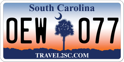 SC license plate OEW077