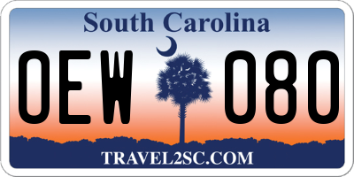 SC license plate OEW080