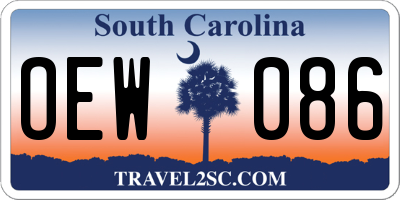 SC license plate OEW086