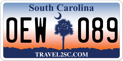 SC license plate OEW089