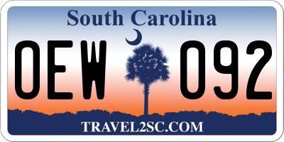 SC license plate OEW092