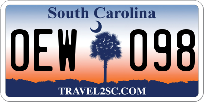 SC license plate OEW098