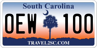 SC license plate OEW100