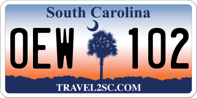SC license plate OEW102