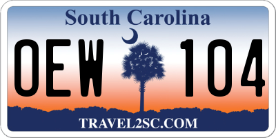 SC license plate OEW104