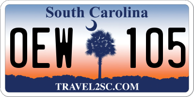 SC license plate OEW105