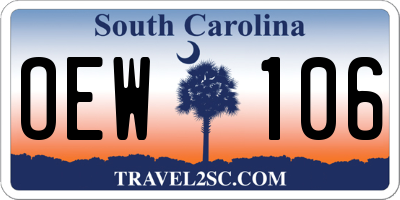 SC license plate OEW106