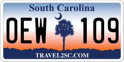 SC license plate OEW109