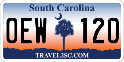 SC license plate OEW120