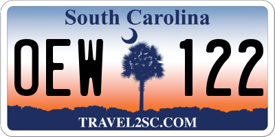 SC license plate OEW122