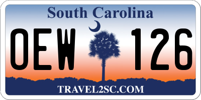 SC license plate OEW126