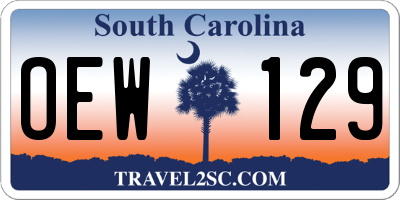 SC license plate OEW129