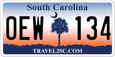 SC license plate OEW134