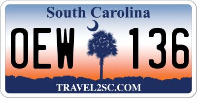 SC license plate OEW136