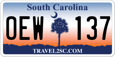 SC license plate OEW137