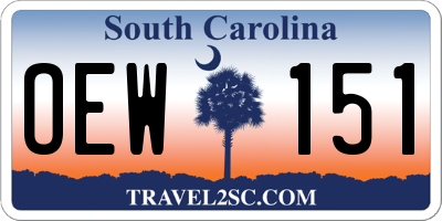 SC license plate OEW151