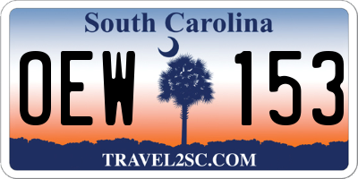 SC license plate OEW153