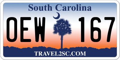 SC license plate OEW167