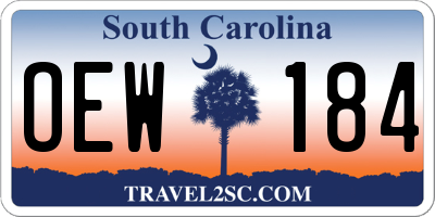 SC license plate OEW184
