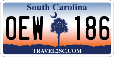 SC license plate OEW186
