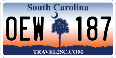 SC license plate OEW187