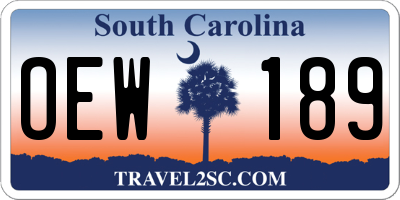 SC license plate OEW189