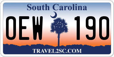 SC license plate OEW190