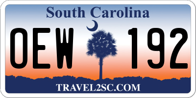 SC license plate OEW192