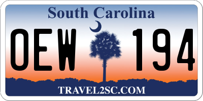 SC license plate OEW194