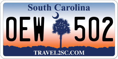 SC license plate OEW502