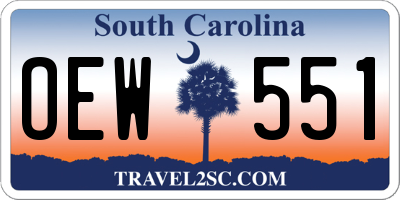SC license plate OEW551