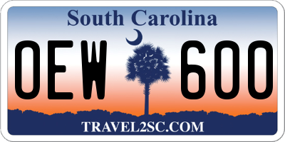 SC license plate OEW600