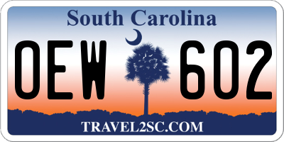 SC license plate OEW602