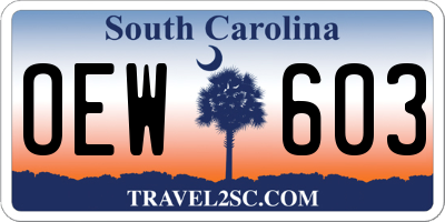 SC license plate OEW603