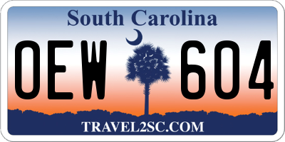 SC license plate OEW604