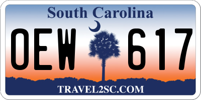 SC license plate OEW617